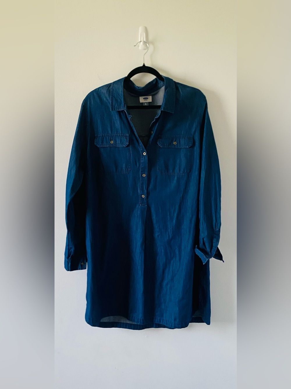 Women’s Old Navy Denim Chambray Tunic Shirt Dress Size XL Minimalist Effortless